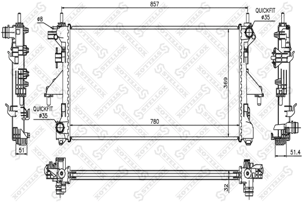 Radiateur, refroidissement du moteur STELLOX 10-25355-SX