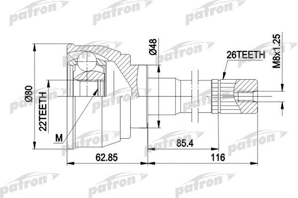 Jeu de joints, arbre de transmission PATRON PCV1380