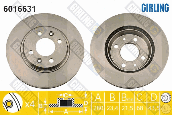 Disque de frein GIRLING 6016631