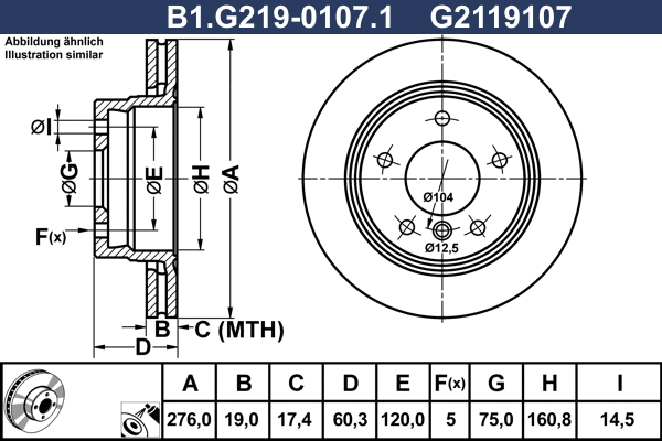 Disque de frein GALFER B1.G219-0107.1