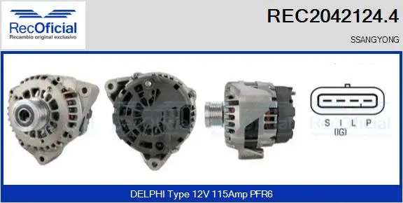Alternateur RECOFICIAL REC2042124.4
