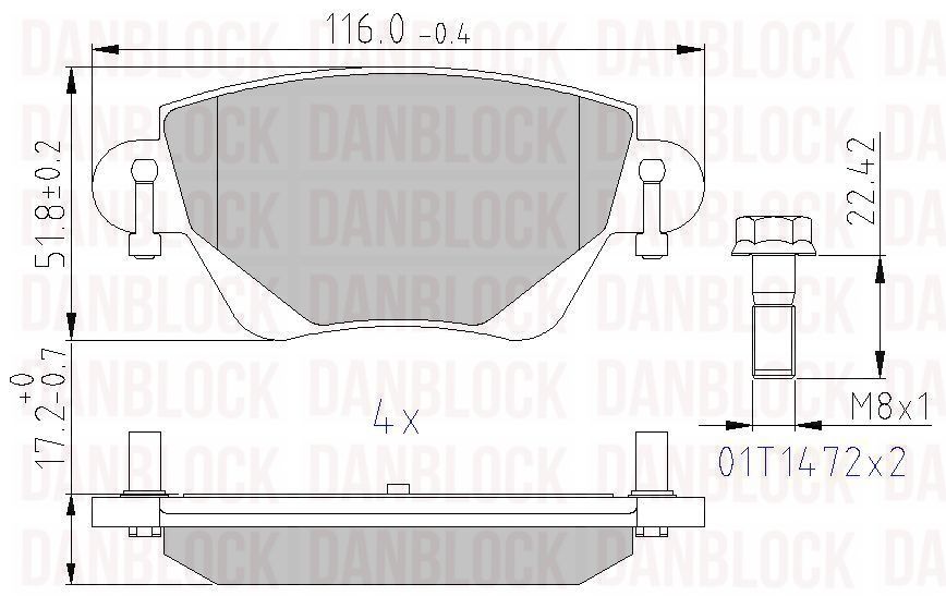 Kit de plaquettes de frein, frein à disque DANBLOCK DB 510372