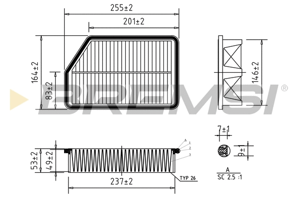 Filtre à air BREMSI FA0607
