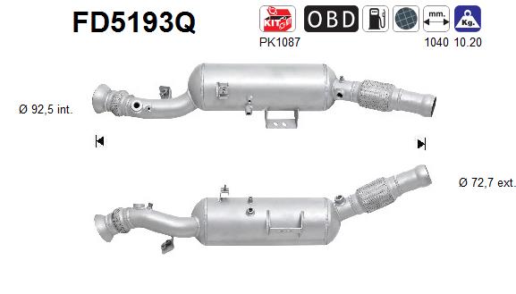 Filtre à particules / à suie, échappement AS FD5193Q