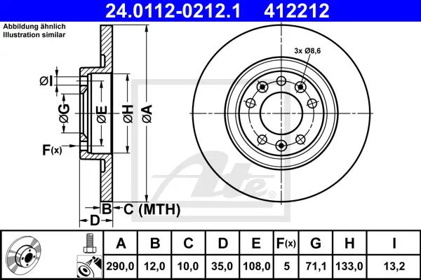 Disque de frein ATE-APAC 24.0112-0212.1