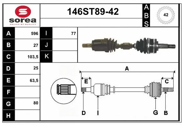 Arbre de transmission STARTCAR 146ST89-42