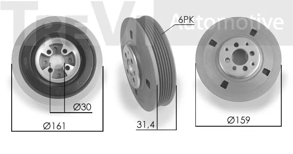Poulie, vilebrequin TREVI AUTOMOTIVE PC1019
