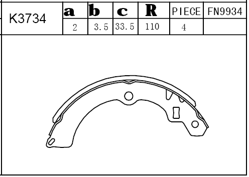 Jeu de mâchoires de frein ASIMCO K3734