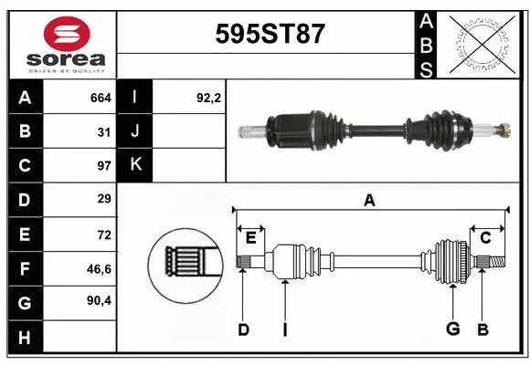 Arbre de transmission STARTCAR 595ST87
