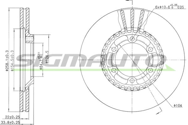 Disque de frein SIGMAUTO DBA459V