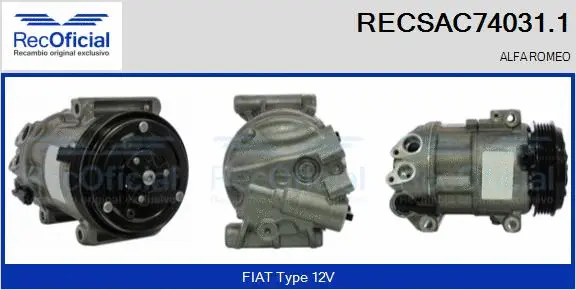 Compresseur, climatisation RECOFICIAL RECSAC74031.1