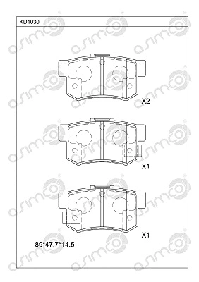 Kit de plaquettes de frein, frein à disque ASIMCO KD1030