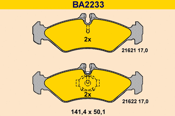 Kit de plaquettes de frein, frein à disque BARUM BA2233