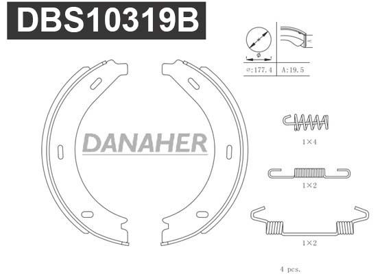 Jeu de mâchoires de frein, frein de stationnement DANAHER DBS10319B