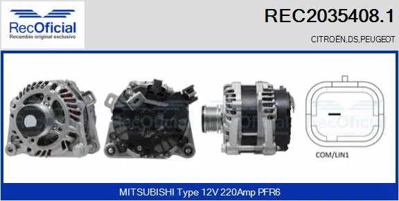 Alternateur RECOFICIAL REC2035408.1