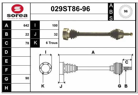 Arbre de transmission STARTCAR 029ST86-96
