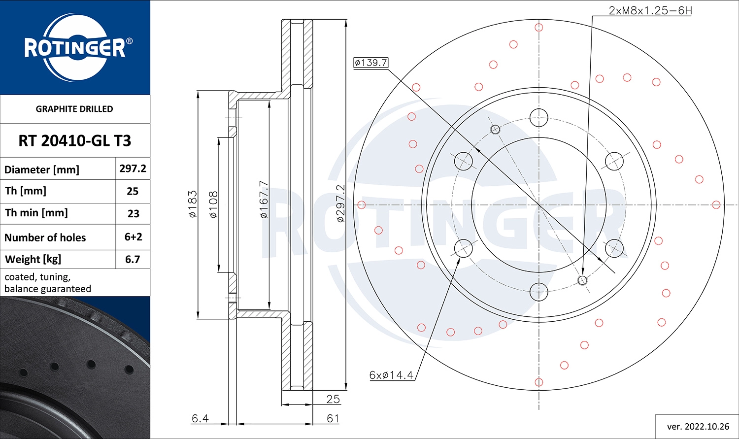 Disque de frein ROTINGER RT 20410-GL T3