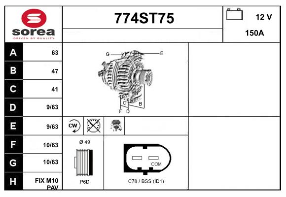 Alternateur STARTCAR 774ST75