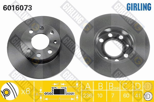 Disque de frein GIRLING 6016073