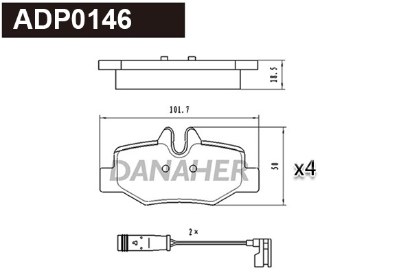 Kit de plaquettes de frein, frein à disque DANAHER ADP0146