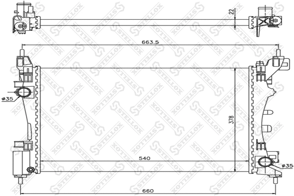 Radiateur, refroidissement du moteur STELLOX 10-25366-SX