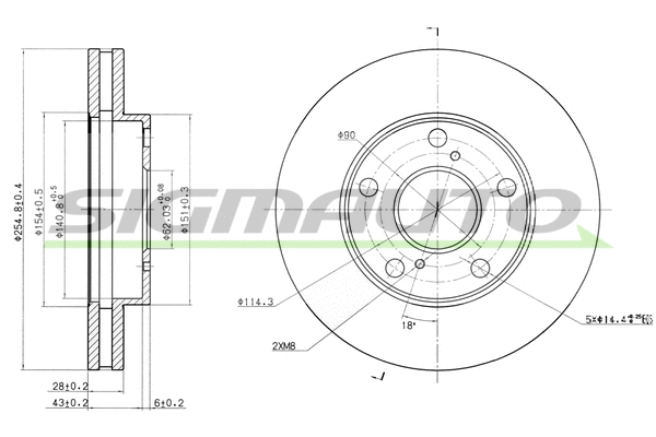 Disque de frein SIGMAUTO DBA702V