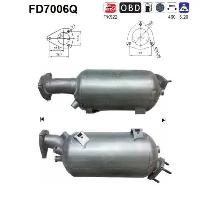 Filtre à particules / à suie, échappement AS FD7006Q
