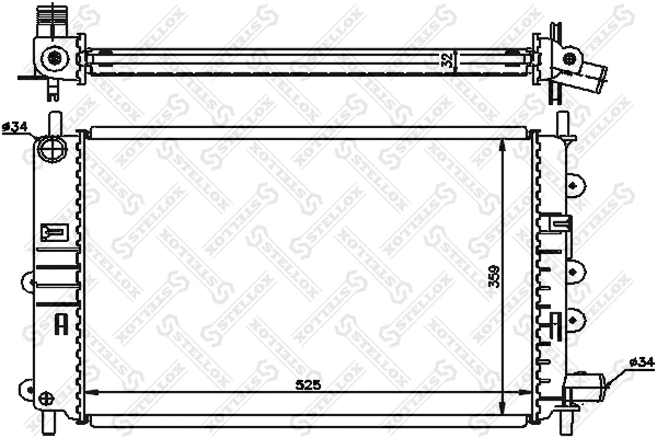 Radiateur, refroidissement du moteur STELLOX 10-25214-SX