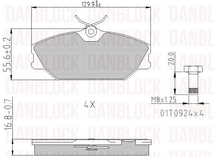Kit de plaquettes de frein, frein à disque DANBLOCK DB 510389