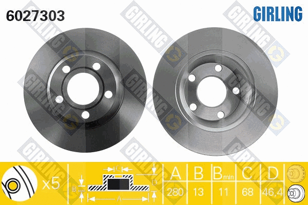 Disque de frein GIRLING 6027303