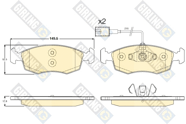 Kit de plaquettes de frein, frein à disque GIRLING 6119002
