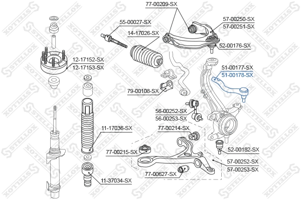 Rotule de barre de connexion STELLOX 51-00178-SX