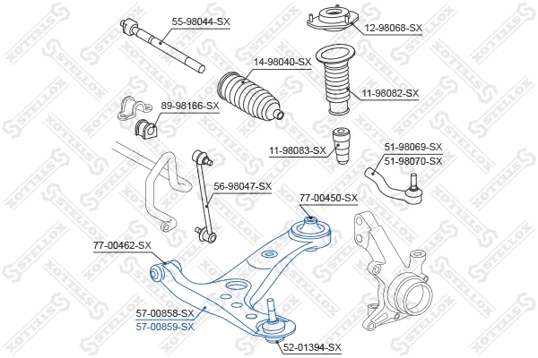 Bras de liaison, suspension de roue STELLOX 57-00859-SX