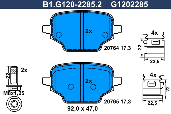 Kit de plaquettes de frein, frein à disque GALFER B1.G120-2285.2