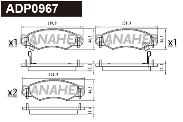 Kit de plaquettes de frein, frein à disque DANAHER ADP0967