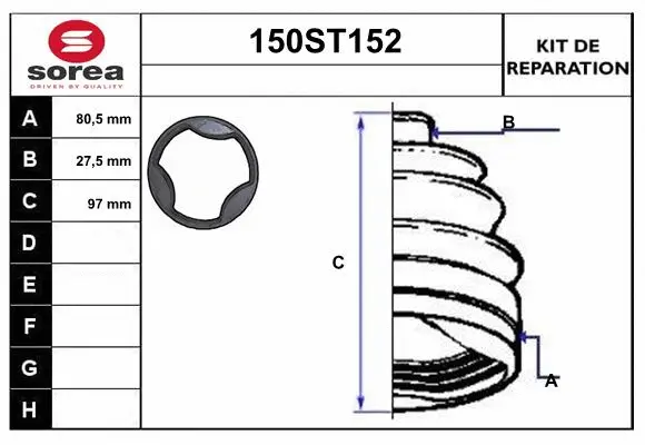 Jeu de joints-soufflets, arbre de commande STARTCAR 150ST152