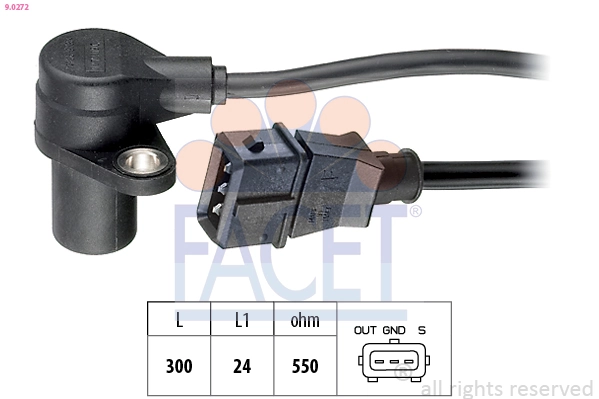 Capteur, vitesse de rotation du moteur FACET 9.0272