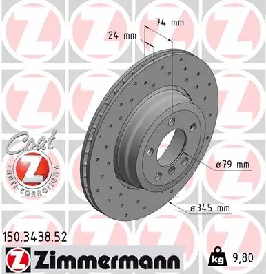 Disque de frein ZIMMERMANN 150.3438.52