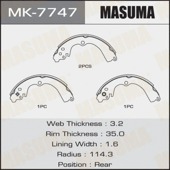 Jeu de mâchoires de frein MASUMA MK-7747