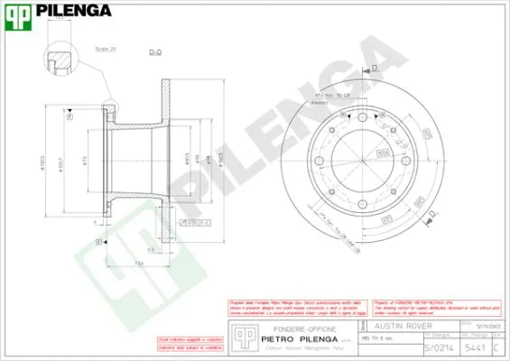 Disque de frein PILENGA 5441