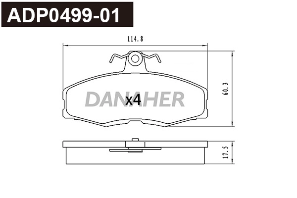 Kit de plaquettes de frein, frein à disque DANAHER ADP0499-01