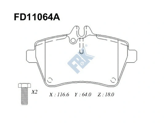 Kit de plaquettes de frein, frein à disque FBK FD11064A