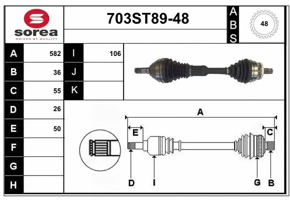 Arbre de transmission STARTCAR 703ST89-48