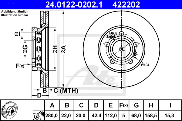 Disque de frein ATE-APAC 24.0122-0202.1
