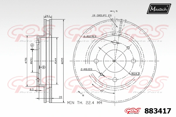 Disque de frein MAXTECH 883417