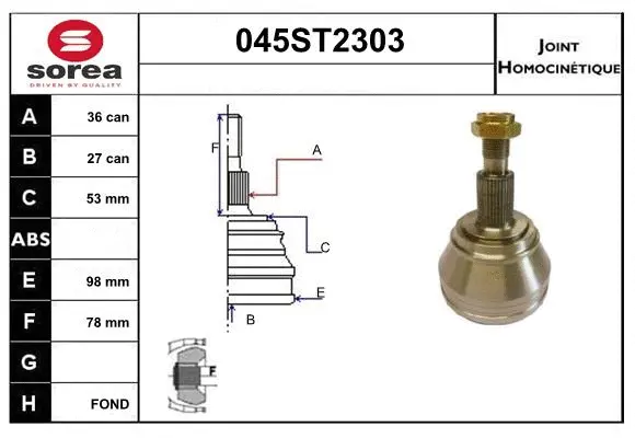 Jeu de joints, arbre de transmission STARTCAR 045ST2303