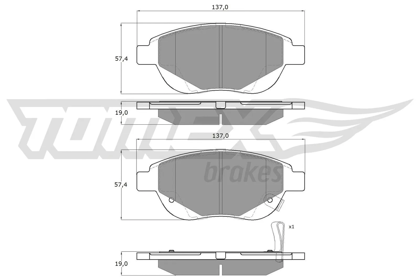 Kit de plaquettes de frein, frein à disque TOMEX Brakes TX 14-86