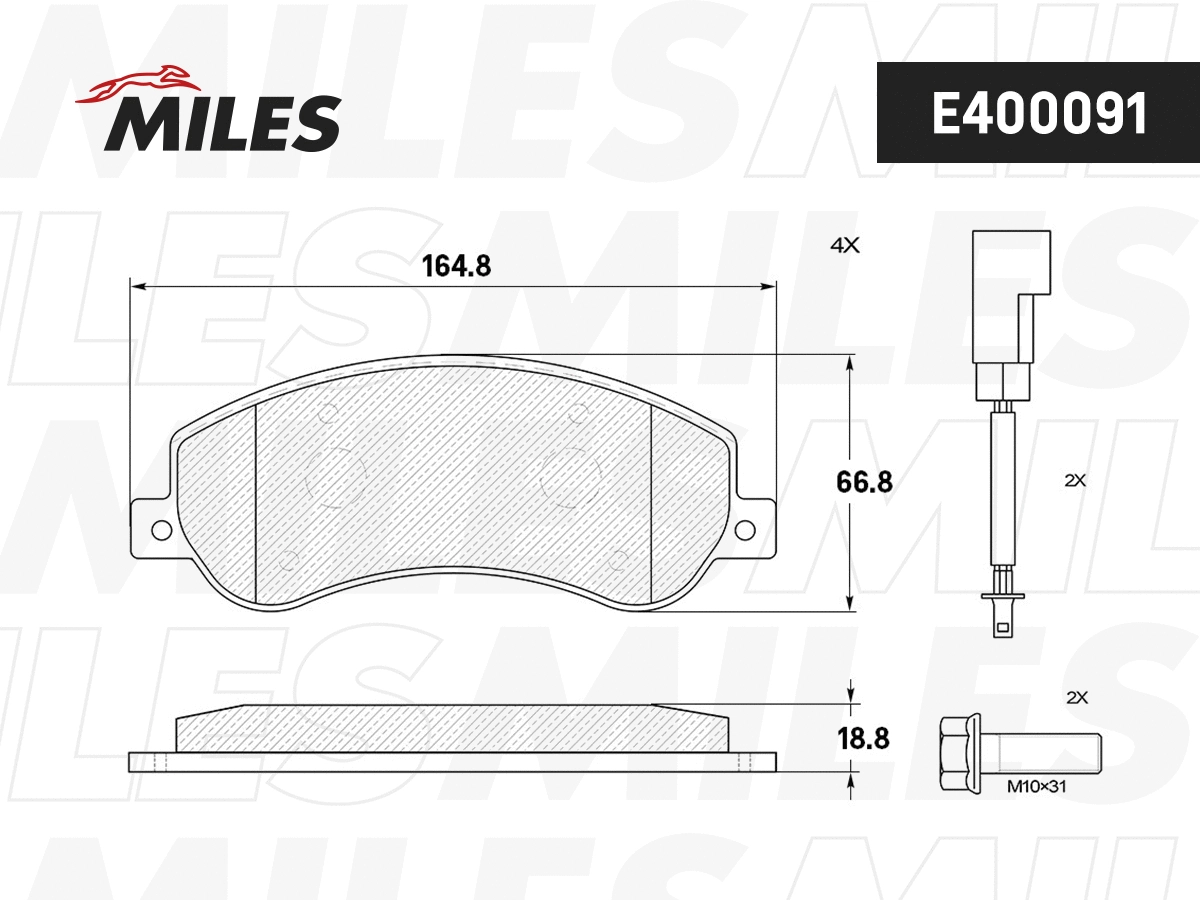Kit de plaquettes de frein, frein à disque MILES E400091