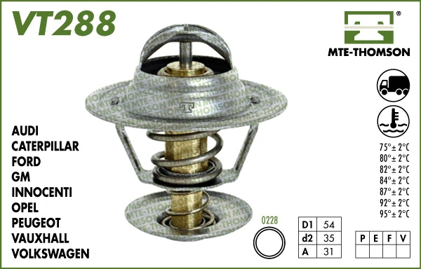 Thermostat, liquide de refroidissement MTE-THOMSON VT288.92
