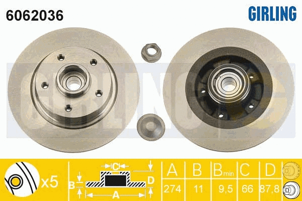 Disque de frein GIRLING 6062036